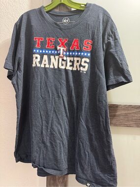 47 Brand Texas Rangers Navy Short Sleeve Tee with Red, White & Blue Graphics